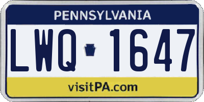 PA license plate LWQ1647