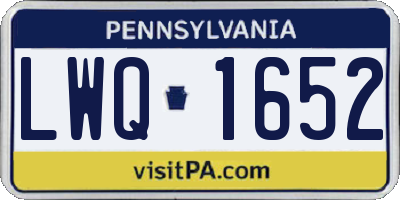 PA license plate LWQ1652