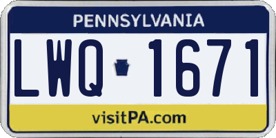 PA license plate LWQ1671