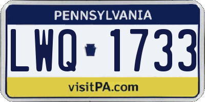 PA license plate LWQ1733