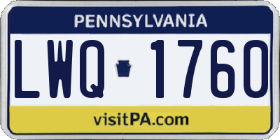PA license plate LWQ1760