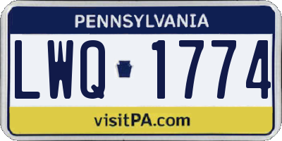 PA license plate LWQ1774