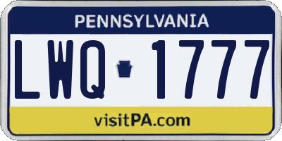 PA license plate LWQ1777