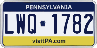PA license plate LWQ1782