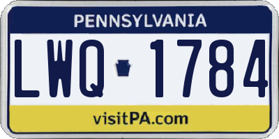 PA license plate LWQ1784