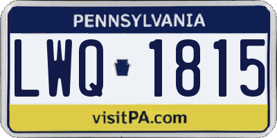 PA license plate LWQ1815