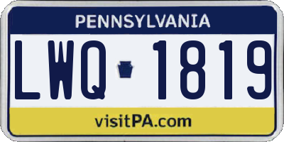 PA license plate LWQ1819