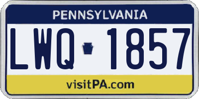 PA license plate LWQ1857