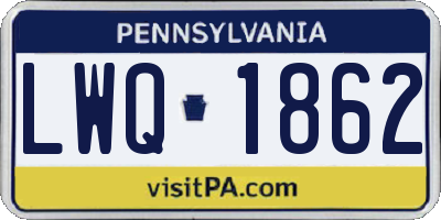 PA license plate LWQ1862