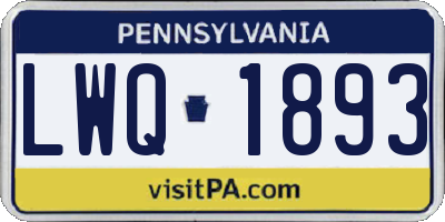 PA license plate LWQ1893
