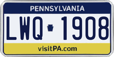 PA license plate LWQ1908