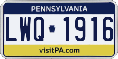 PA license plate LWQ1916
