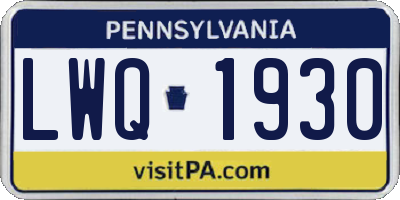 PA license plate LWQ1930