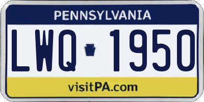 PA license plate LWQ1950