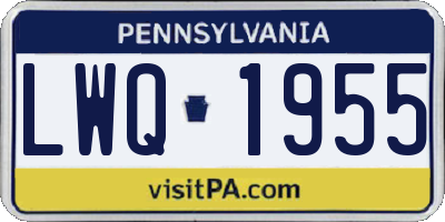 PA license plate LWQ1955