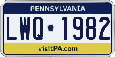 PA license plate LWQ1982