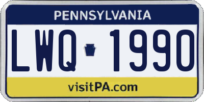 PA license plate LWQ1990