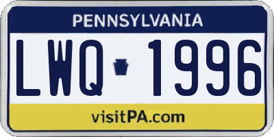 PA license plate LWQ1996
