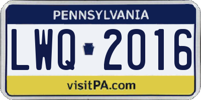 PA license plate LWQ2016