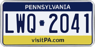 PA license plate LWQ2041