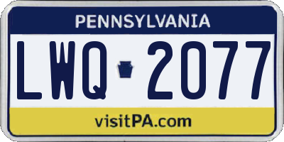 PA license plate LWQ2077