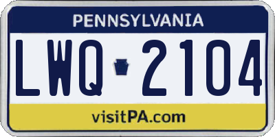 PA license plate LWQ2104