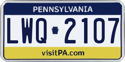 PA license plate LWQ2107