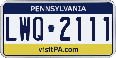 PA license plate LWQ2111