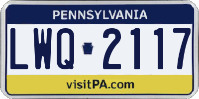 PA license plate LWQ2117