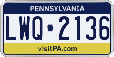 PA license plate LWQ2136