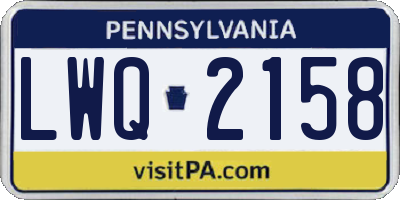 PA license plate LWQ2158