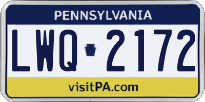 PA license plate LWQ2172