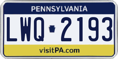 PA license plate LWQ2193