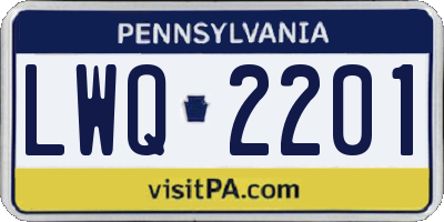 PA license plate LWQ2201