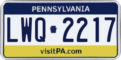 PA license plate LWQ2217
