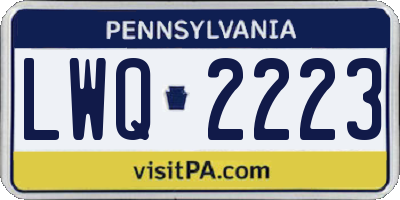 PA license plate LWQ2223