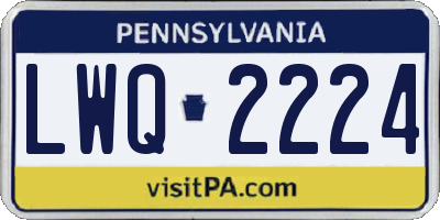 PA license plate LWQ2224