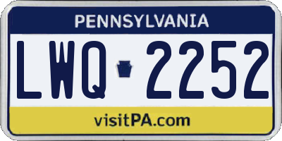 PA license plate LWQ2252