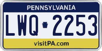 PA license plate LWQ2253