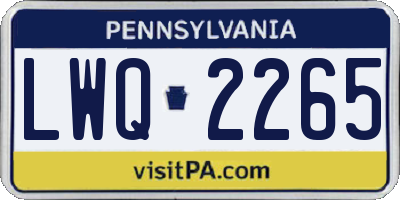 PA license plate LWQ2265