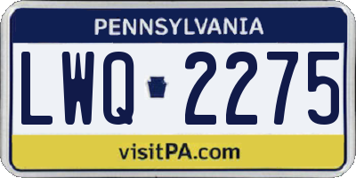 PA license plate LWQ2275