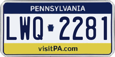 PA license plate LWQ2281