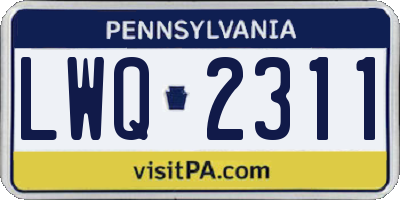 PA license plate LWQ2311