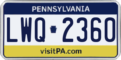PA license plate LWQ2360