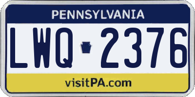 PA license plate LWQ2376