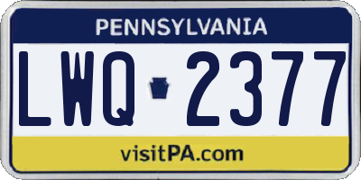 PA license plate LWQ2377