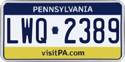 PA license plate LWQ2389
