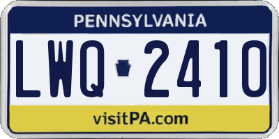 PA license plate LWQ2410