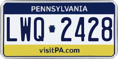 PA license plate LWQ2428