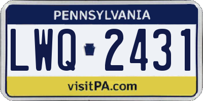 PA license plate LWQ2431